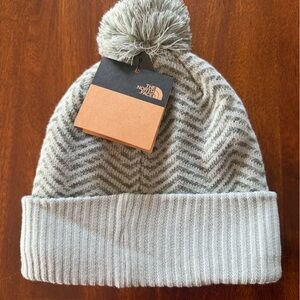 The North Face Chevron Pom Beanie in Sage Green